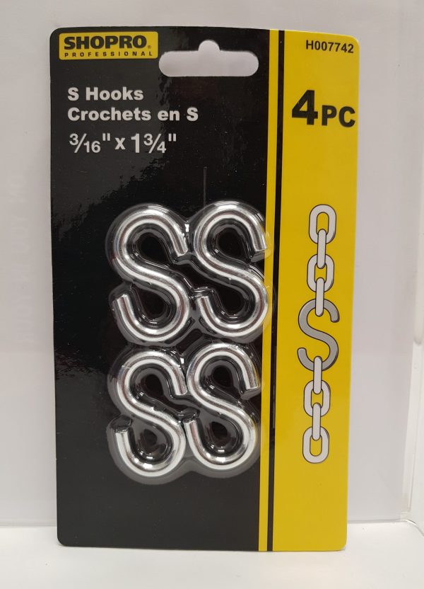 S Hook 3/16 x 1 3/4