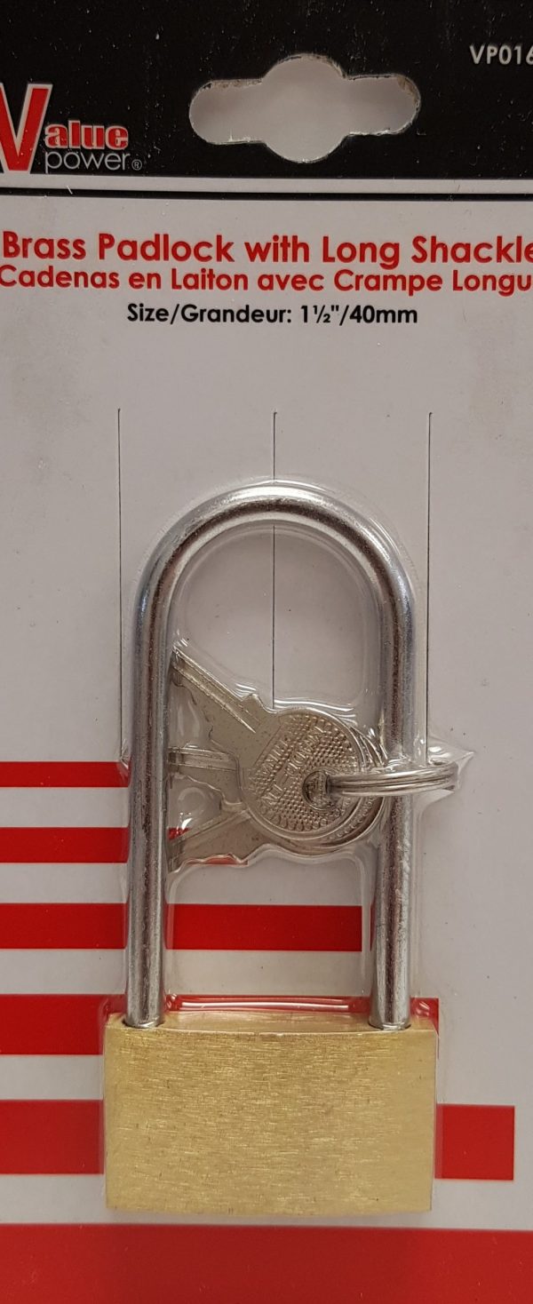 Padlock Long Shackle Brass