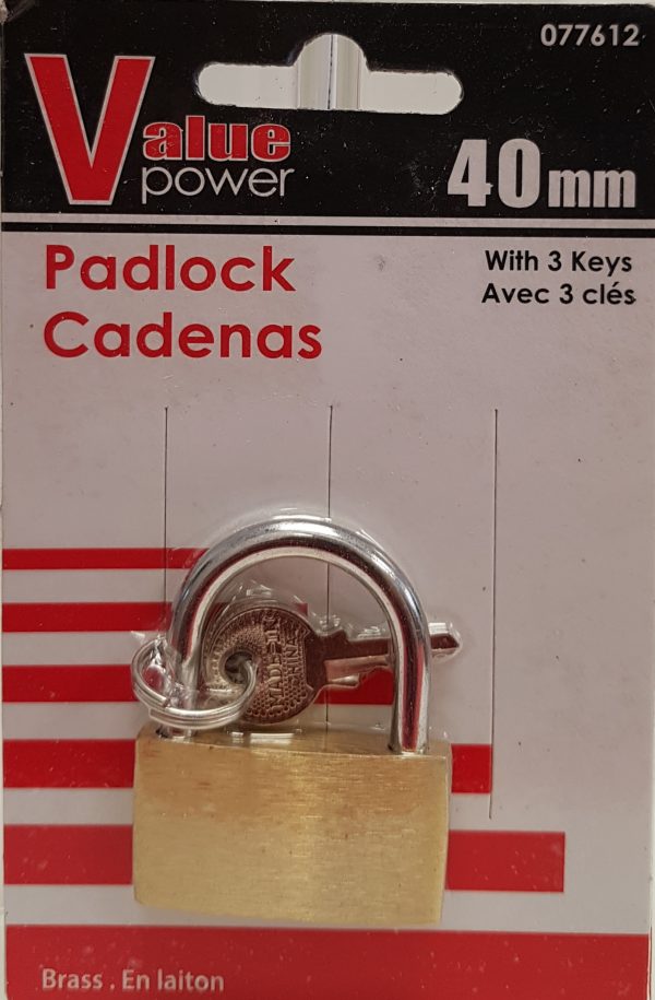 Padlock 40mm Brass