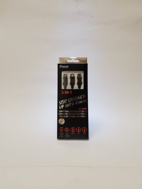 Charge USB Cable for iPhone and Android 4ft Black