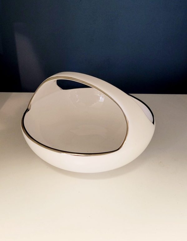 Silver Trim Ceramic Bowl